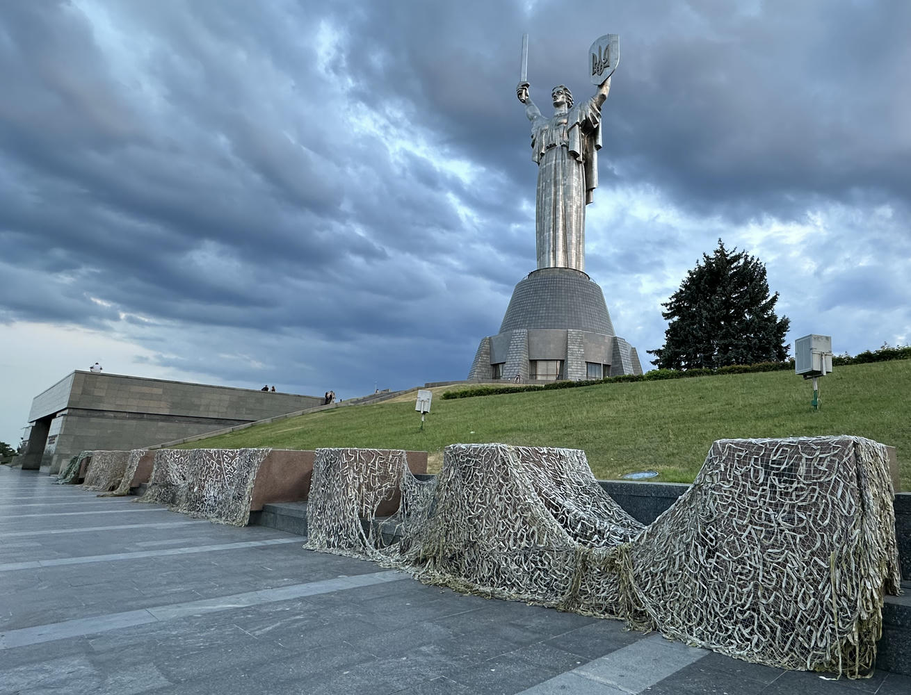 Russian script covered at Motherland Monument